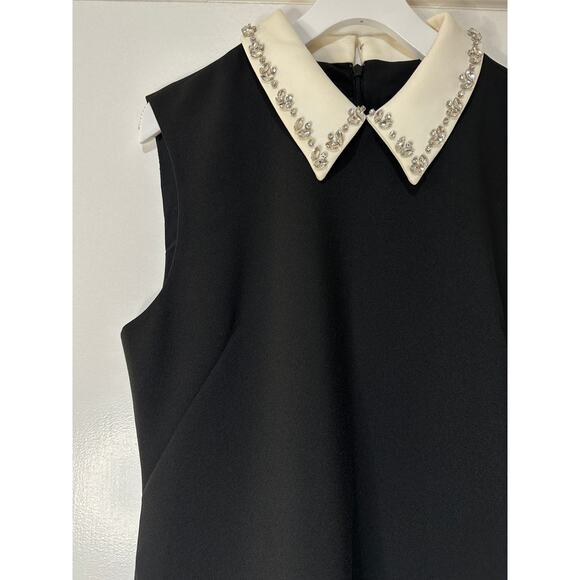 J. Crew Embellished Collared Shift Dress Black Stretch Crepe Black Size 12 NWT - Picture 4 of 15